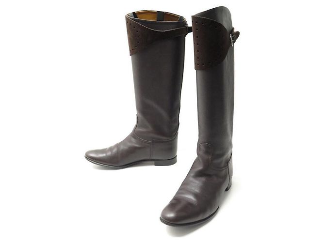 Hermès HERMES EVELYNE RIDING BOOTS 36 LEATHER & SUEDE BROWN BOOTS