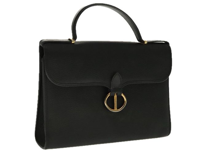 Borsa a mano Christian Dior in pelle nera e oro Auth 95744 Nero D'oro