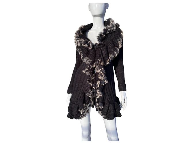 J.Crew Wollcardigan mit Fell Schwarz