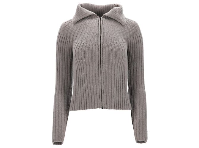 Grau gestrickter Pullover mit Reißverschluss von Max Mara Weekend