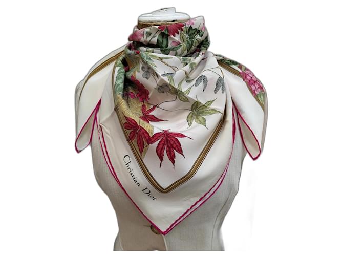 Dior Silk scarves Pink White Joli Closet