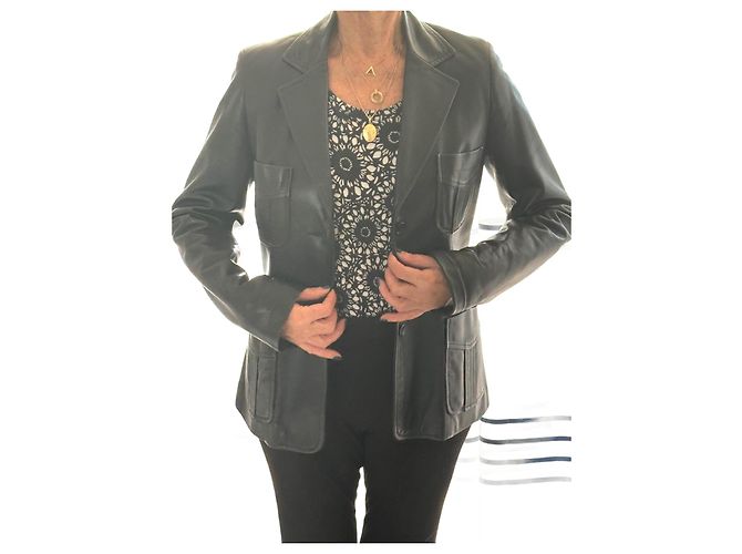 Gerard Darel Schwarze Lederjacke Größe 38