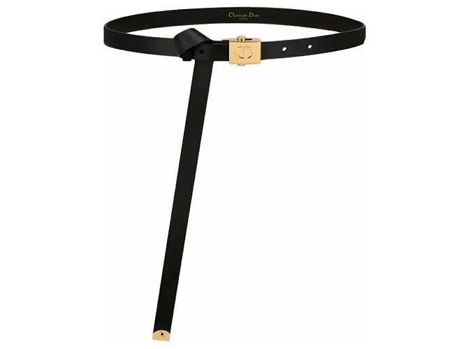 Cinturón Christian Dior CD Logo en cuero negro
