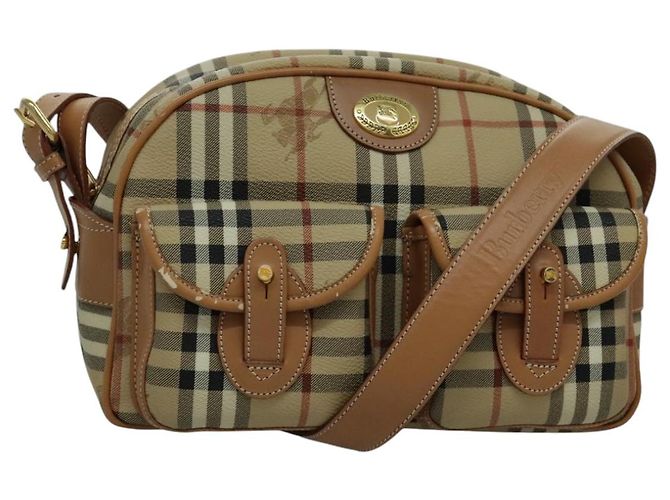 Autre Marque Borsa a spalla Burberrys Nova Check PVC Beige Oro Auth 96329 D'oro