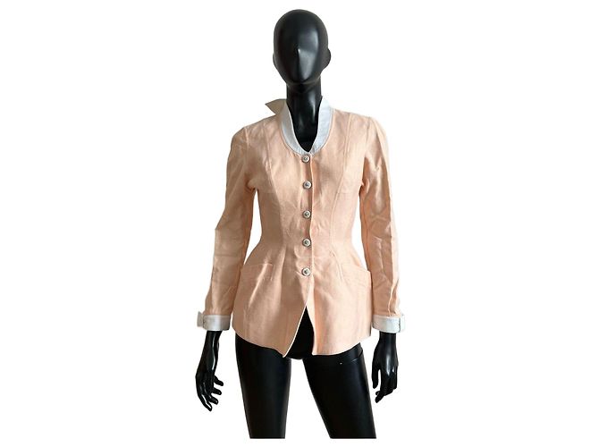 Thierry Mugler Jacke Leinen Pfirsich Angeln
