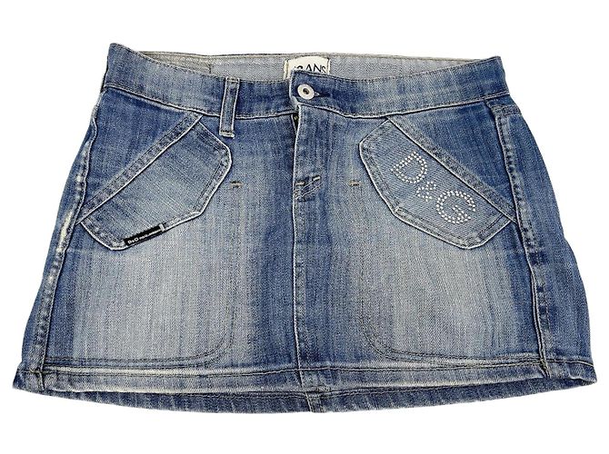 Minissaia de algodão azul D&G