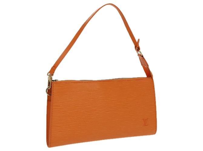 LOUIS VUITTON Epi Pochette Accessoires Pouch Orange Mandarin M5294H Auth 95388 Grey Leather  ref.1768663