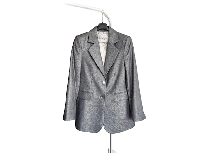Autre Marque Rodebjer Violante silver/metallic wool-blend blazer Silvery Grey Viscose Polyamide  ref.1768965