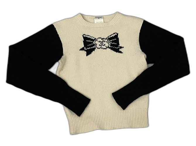 Chanel Kaschmir Pullover Schwarz und Beige Größe 38