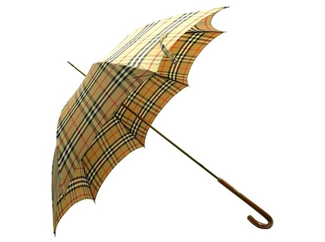 Autre Marque VINTAGE BURBERRY'S UMBRELLA 89 CM IN BEIGE TARTAN CHECK CANVAS Cloth  ref.1769243