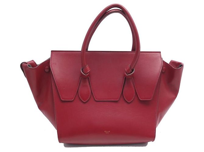 Céline BOLSA DE MÃO CELINE TIE BAG MINI COURO VERMELHO 25CM
