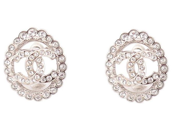 NEUN CHANEL STECKOHRRINGE CC LOGO STRASS SILBERMETALL