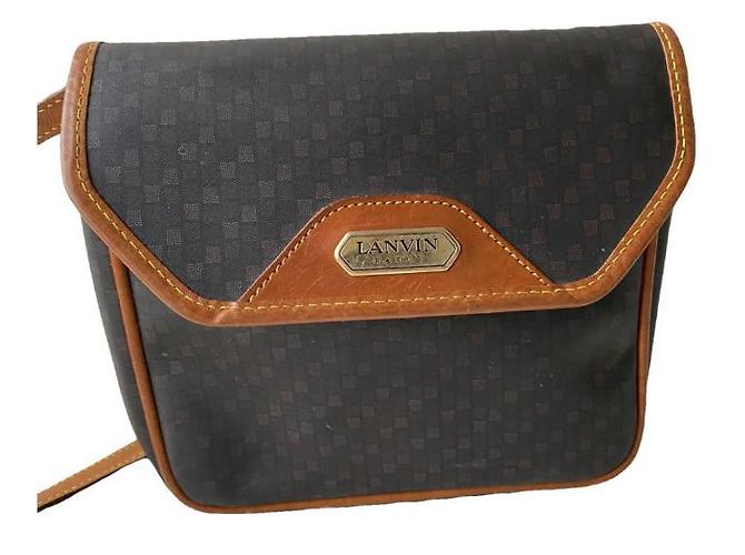 Bolsa de mão Lanvin em couro cinza escuro Cinza antracite