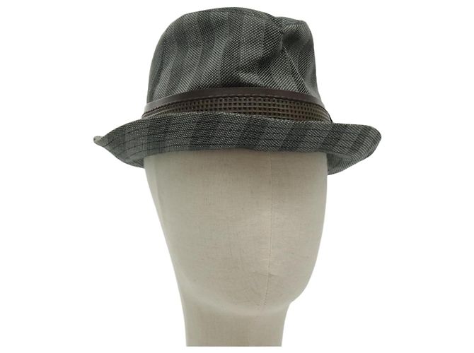 Cappello LOUIS VUITTON in cotone grigio LV Auth bs19057 Marrone