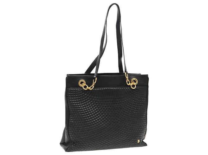 Borsa a spalla BALLY in pelle nera e oro Auth fm3969 Nero D'oro