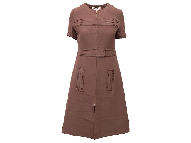 Autre Marque Réty Couture Etuikleid Braun