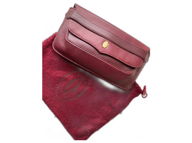 Cartier Clutch Tasche aus dunkelrotem Leder