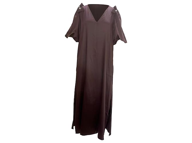 Autre Marque Mother of Pearl Louella Faux Pearl-Embellished Maxi Dress in Maroon Tencel Brown Red Lyocell  ref.1769967