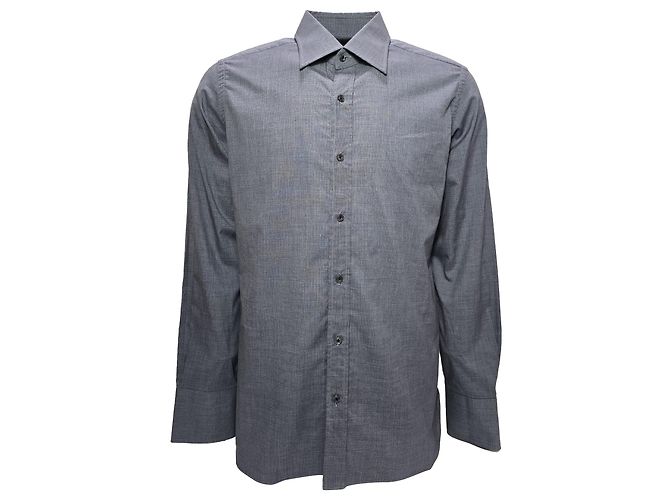 Tom Ford Button-Down Long Sleeve Shirt in Grey Lyocell