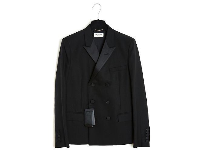 Saint Laurent Smoking Jacket FR40 Slimane Wool Silk Satin Jacket UK12 US10 NWT