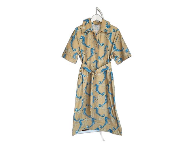 Samsoe & Samsoe Vestido midi de algodón Malene de Samsoe Samsoe con cinturón Azul Multicolor Beige 
