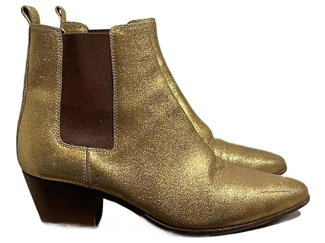 SAINT LAURENT Botines T.EU 37 Cuero Dorado