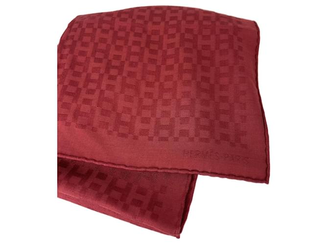 Hermès "H" casmere scarf Red Silk Cashmere Wool  ref.1772450