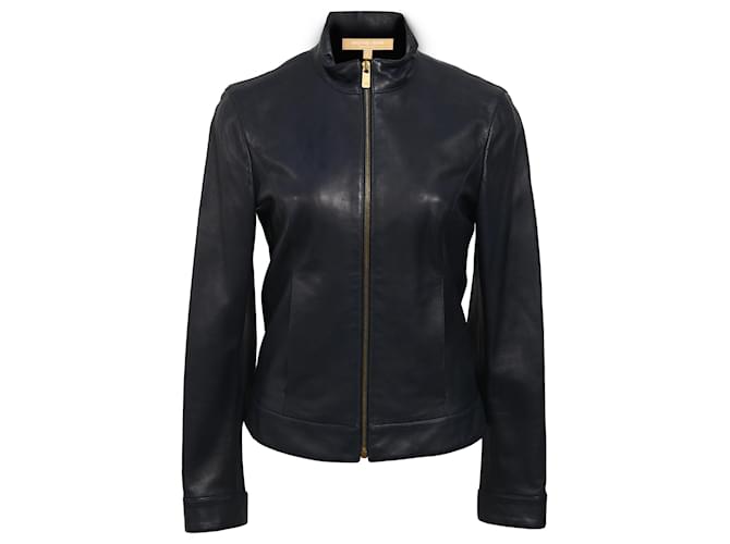 Michael Kors Zipped Jacket in Navy Blue Leather  ref.1773117