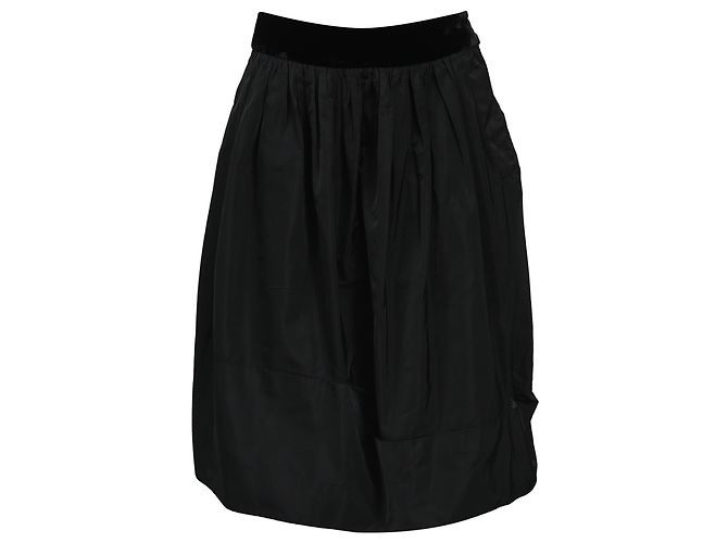 Saia midi cheia Louis Vuitton em algodão preto
