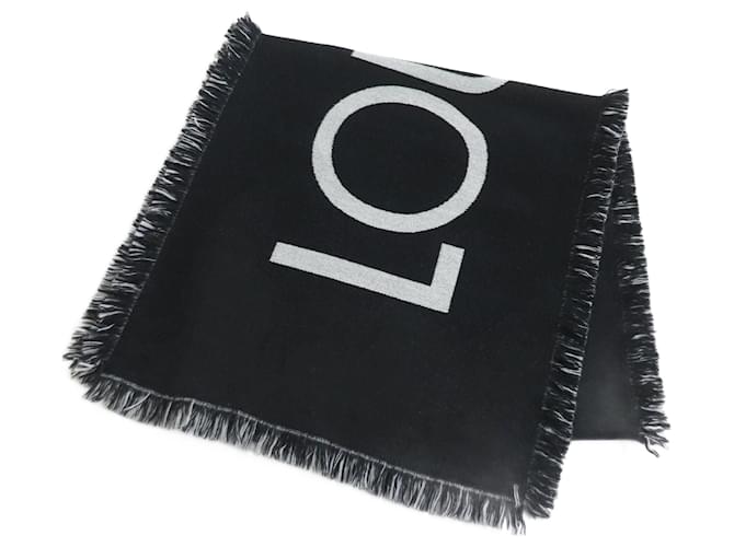 Louis Vuitton Cashmere Wool Fringe Scarf M71580 Black Cloth  ref.1773459
