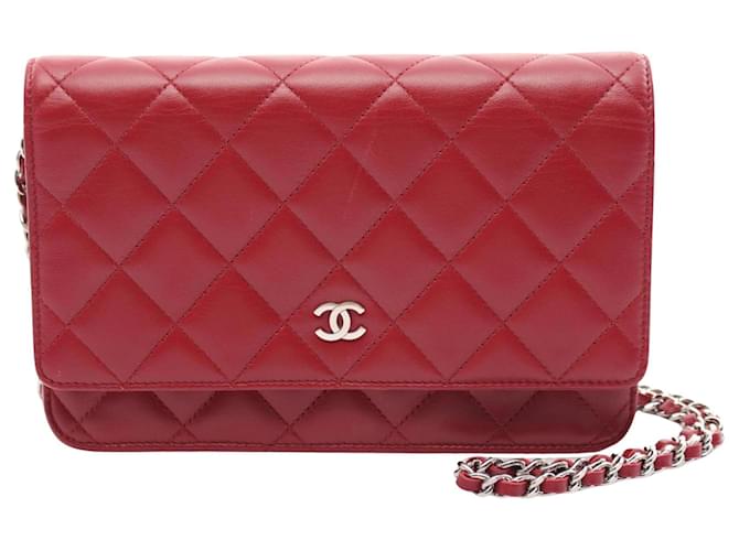 Chanel Wallet On Chain Red Leather  ref.1774078