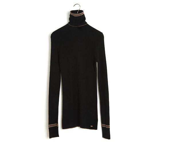 Chanel 2009 Schwarzer Kaschmir-Pullover mit Rollkragen FR38 UK10 US8