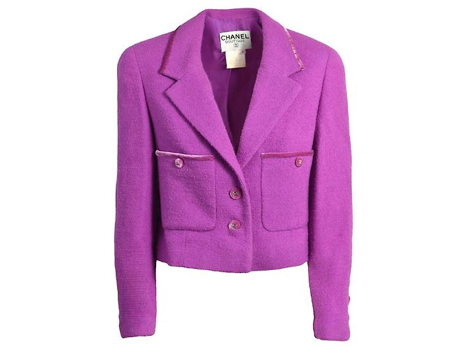 Giacca Chanel in lana e tweed rosa