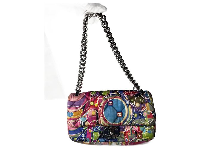Chanel Silk Multicolored Shoulder Bag