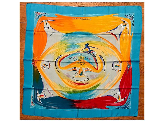 Hermès Silk Scarf Smiles in third millenary Multicolore 90x90 Multiple colors