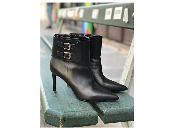 SAINT LAURENT Botines T.EU 38 Cuero Negro