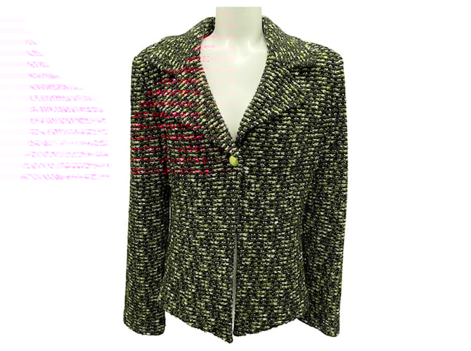 Autre Marque St. John Black / Red / Gold Metallic Boucle Tweed Jacket Multiple colors Viscose  ref.1775658