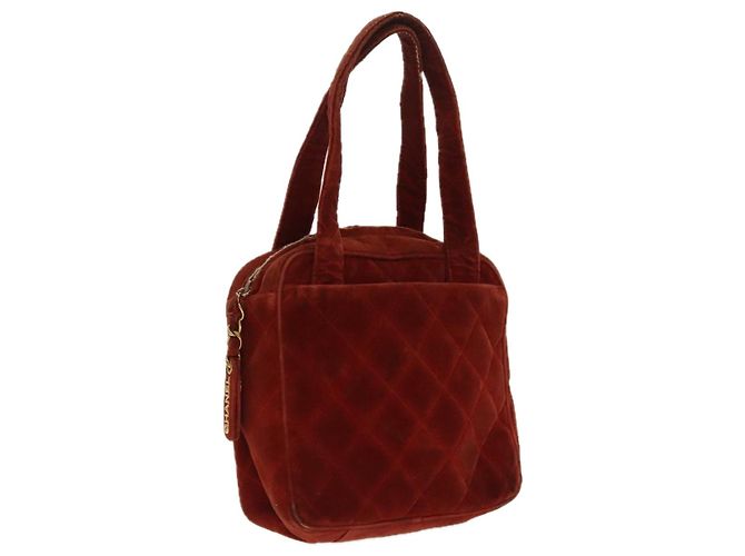 CHANEL Borsa a Mano Matelassé Velluto Arancione Oro CC Auth bs19395 D'oro