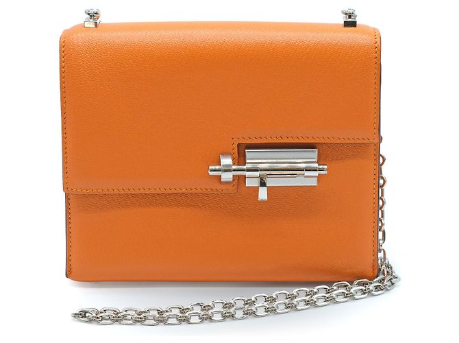 Bolsa Mini Verrou Chaine Hermès Laranja