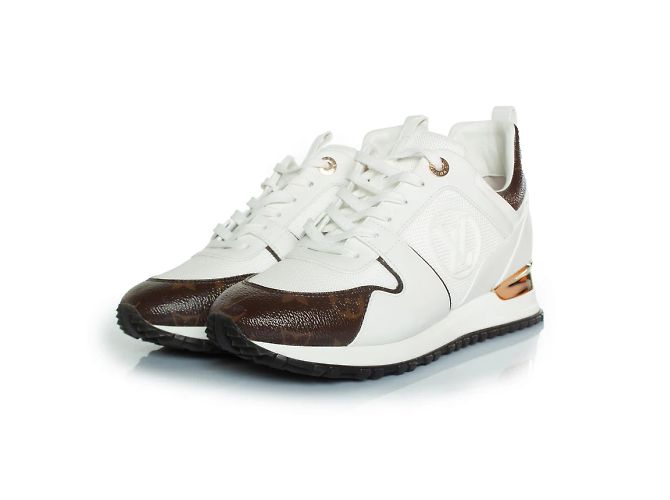 Tênis de couro Run Away da Louis Vuitton Marrom Branco