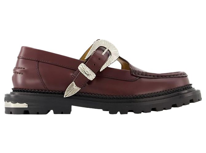 Aj1278 Mocasines - Toga Pulla - Cuero - Burdeos Roja