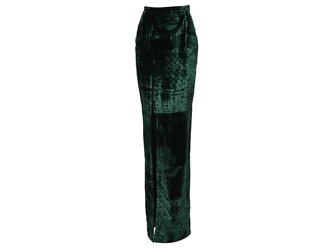 Balmain Maxi-Rock aus grünem Samt