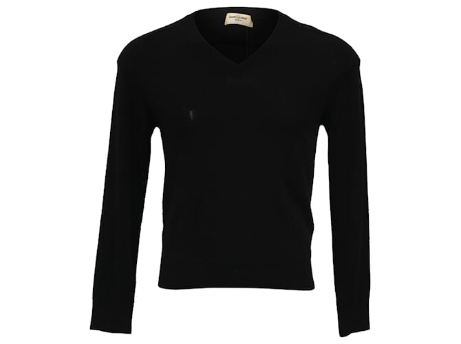 Saint Laurent V-Neck Sweater in Black Wool  ref.1784306