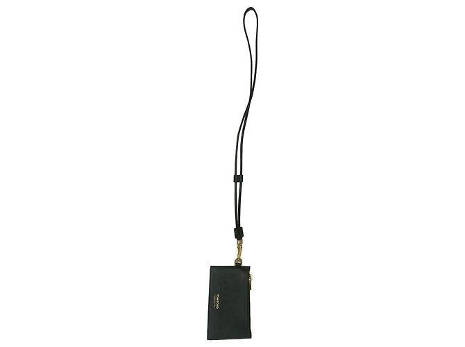 Tom Ford Cardholder with Lanyard in Black Leather