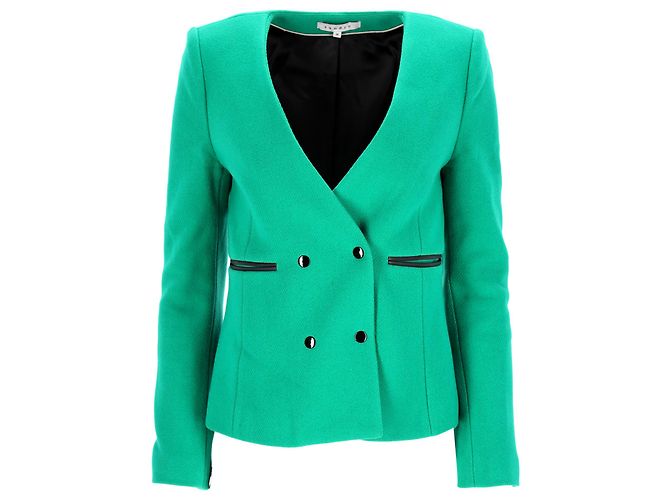 Blazer duplo Sandro Paris com bolsos em lã verde