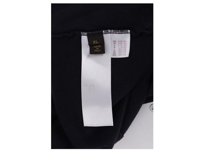 Navyblaue Baumwoll-Hoodie mit Lederlogo-Patch von Louis Vuitton Marineblau