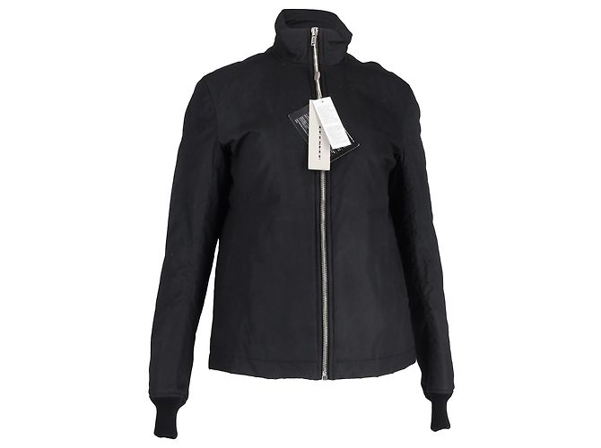 Rick Owens Zipped Parka-Jacke aus schwarzer Baumwolle