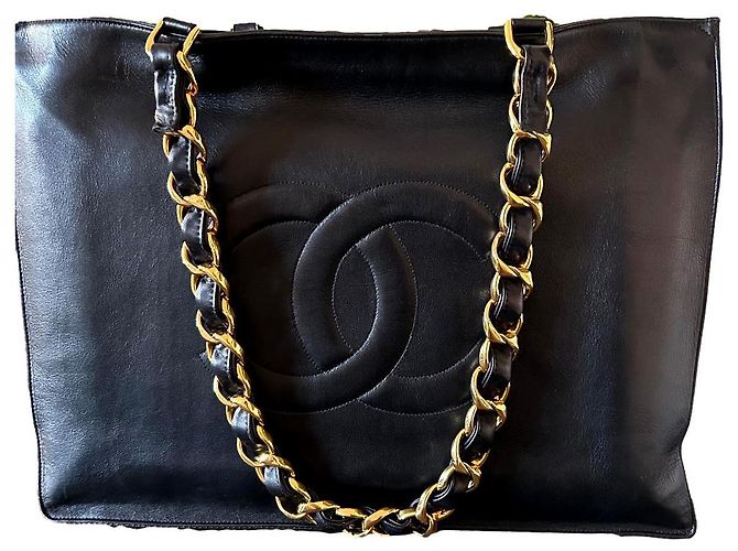 Sac cabas Chanel en cuir noir