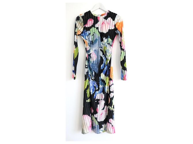 Autre Marque Stine Goya Blackley Blumenstreifen Samtkleid Mehrfarben