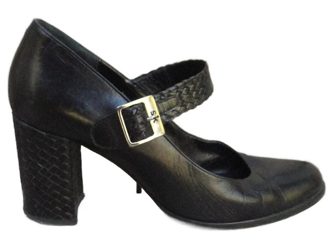 Stéphane Kelian Babies Braided Leather Heels Black